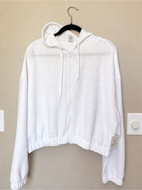 ebb & flow White Ribbed Zip Jacket